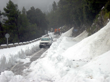 Vora el túnel, un dels llocs amb més nivell de neu.