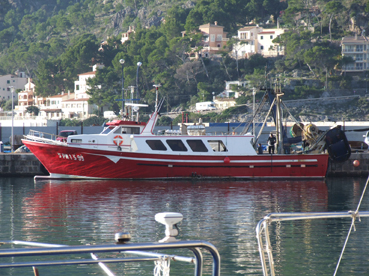 Una de les barques amarrada al moll
