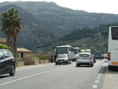 Nombrosos vehicles circulant per Sóller
