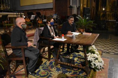 Guillem Bernat, Caterina Valriu i Joan Carles Simó, en l'acte de presentació.