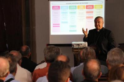 El bisbe Taltavull, durant la presentació del nou organigrama.