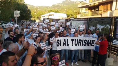 Un instant de la manifestació d'avui capvespre