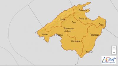 L'alerta taronja afectarà tota l'illa, segons l'Aemet.