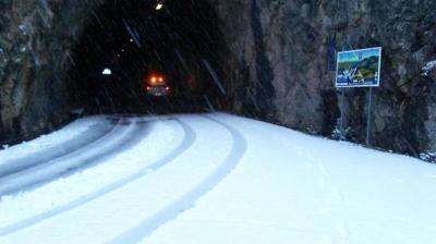 La neu a l'altura del túnel de Monnàber