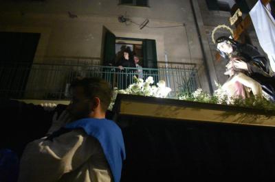Un moment de la processó d'ahir Dijous Sant.