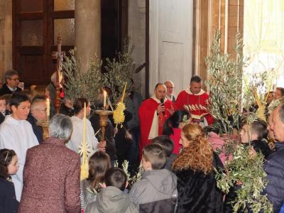 Gastalver durant l'acte de la bendició de les palmes