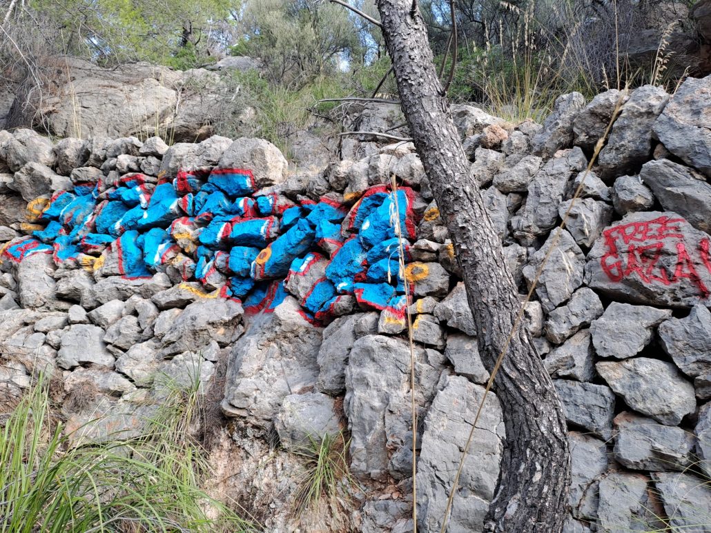 La pintada, de grans dimensions, prop de Sa Comuna.